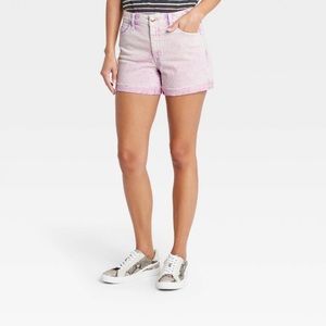 Universal Thread Vintage Midi Denim Shorts Purple Acid Wash 6 NWT